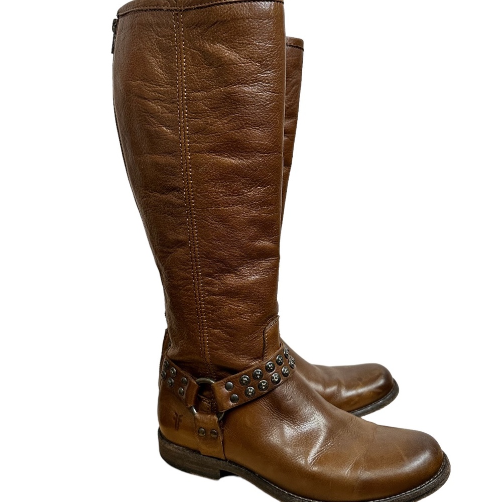 Frye  women’s Phillip Harness Tall Brown Leather